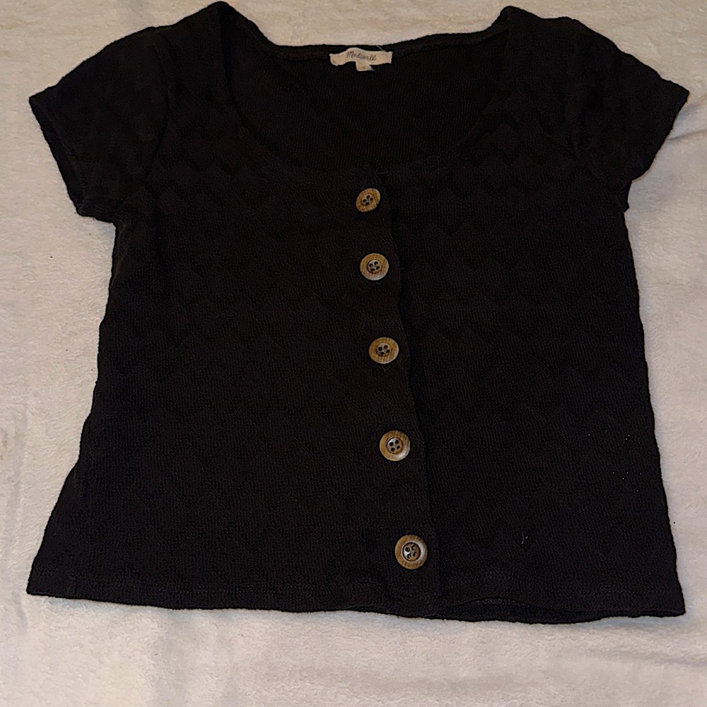 Button down black short sleeved shirt from Madewell